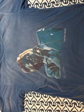 Anine Bing Navy Blue Graphic Short-Sleeve David Bowie Tee